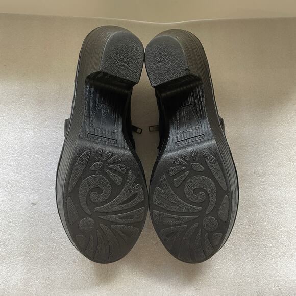 Born Boots Women 9.5 Black Dollie Platform Clog Chunky Leather Ankle Booties Zip - Picture 8 of 14